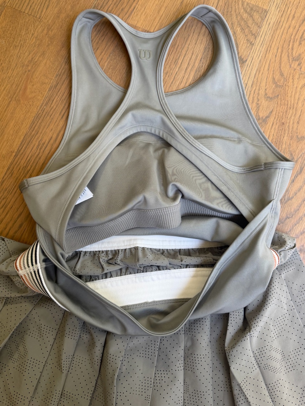 Wilson Laser Cut Pleat Tennis Dress Vetiver Sage Green with Striped Waist Small - Picture 8 of 12